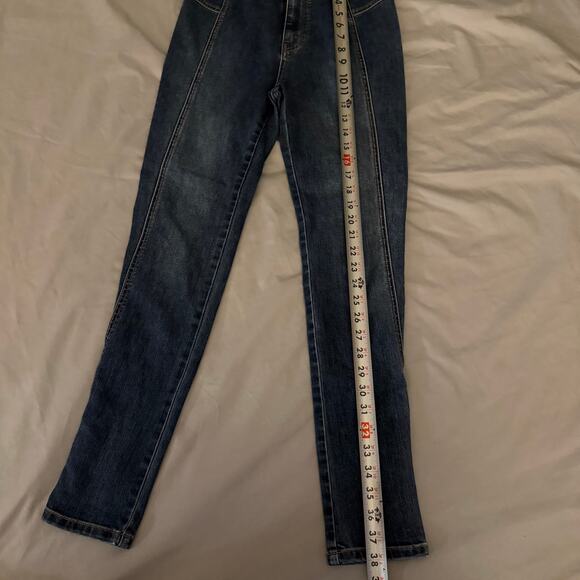 Free People We The People Dark Blue High Waisted Skinny Jeans- 27 - Picture 9 of 9